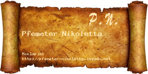 Pfemeter Nikoletta névjegykártya